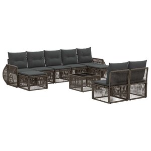 vidaXL Ensemble de canapé de jardin 10 Pièces Gris et Gris foncé