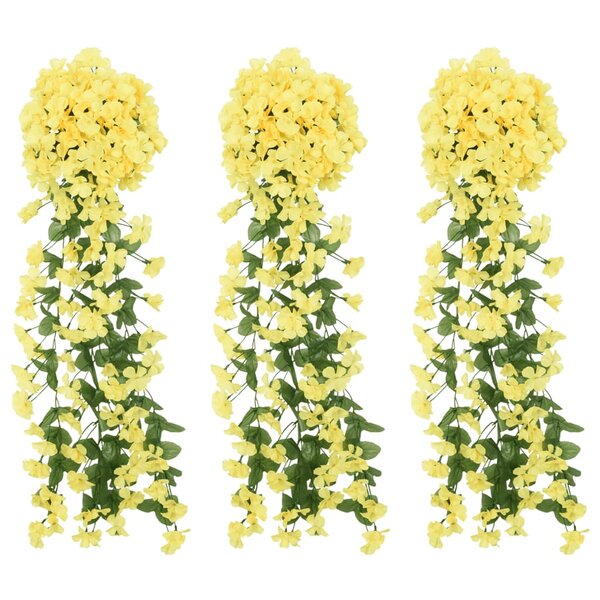 vidaXL Guirlandes de fleurs de Noël 3 Pièces jaune 85 cm