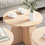 vidaXL Table basse 3 Pièces Naturel 49 x 49 x 30 cm Bois de pin massif