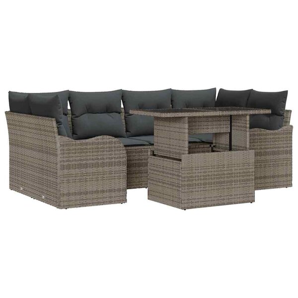 vidaXL Ensemble de canapé de jardin 7 pc 6-Nombre de places Gris