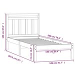 vidaXL Cadre de lit Blanc Bois de pin massif 100x200 cm