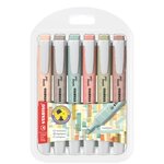 Lot de 6 marqueurs fluorescents Stabilo Swing Cool Naturecolors - Corps plat - Pointe biseautée - Taille de trait entre 1 et 4 mm - Encre à base d'eau - Anti-dessèchement - Couleurs assorties