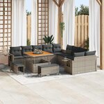vidaXL Ensemble de canapé de jardin 13 Pièces Gris Poly rotin