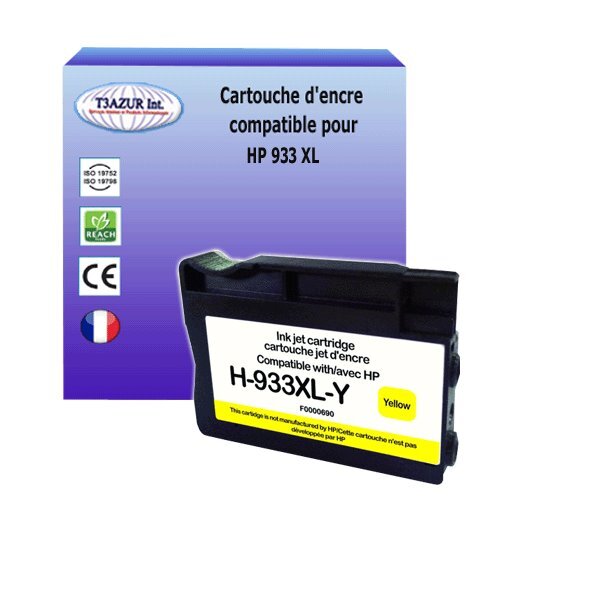 Cartouche compatible avec HP OfficeJet 7510 Wide Format, 7510A remplace HP 933XL Jaune - T3AZUR