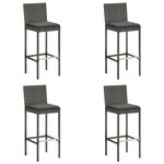 vidaXL Tabourets de bar de jardin et coussins lot de 4 résine tressée