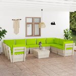 vidaXL Salon de jardin palette 10 Pièces avec coussins bois d'épicéa