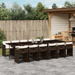 vidaXL Ensemble à manger de jardin avec coussins 13 Pièces marron rotin