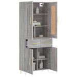 vidaXL Buffet haut Sonoma gris 69 5x34x180 cm Bois d'ingénierie