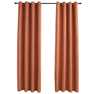 vidaXL Rideaux occultants et anneaux en métal 2 Pièces Rouille 140x225 cm