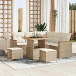 vidaXL Ensemble de canapé de jardin 8 Pièces Beige Poly rotin
