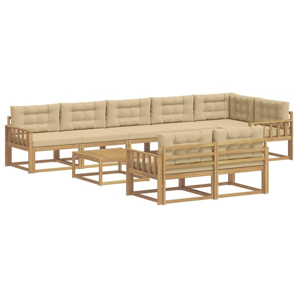 vidaXL Ensemble de canapés d'extérieur 9 Pièces Blanc et Beige