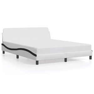 vidaXL Cadre de lit Dover blanc et noir 160x200 cm similicuir