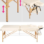 Tectake Table de massage Pliante 2 Zones 7,5 cm d'épaisseur - beige