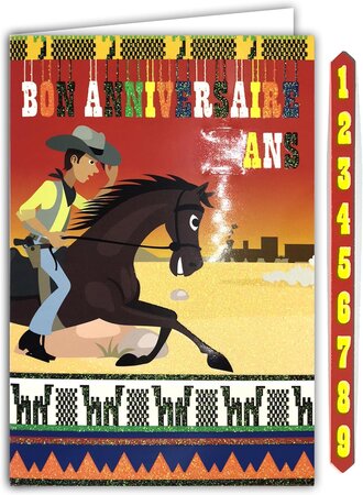 Carte Bon Anniversaire 1 2 3 4 5 6 7 8 9 ans Cowboy Luke Enveloppe 12x17 5cm