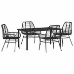 vidaXL Ensemble de salle à manger pour jardin 5 Pièces Noir polyrotin