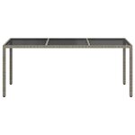 vidaXL Table de jardin Gris 190x90x75 cm Verre trempé/résine tressée