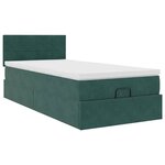 vidaXL Lit ottoman avec matelas et LED Vert foncé 90x200cm velours