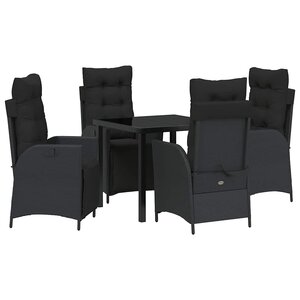 vidaXL Ensemble de salle à manger pour jardin 5 Pièces Noir polyrotin