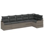 Ensemble de Canapé de Jardin 6 Pièces avec Coussins en Poly Rattan Gris