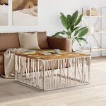 vidaXL Table basse argenté acier inoxydable/bois massif récupération