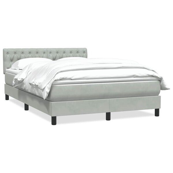 vidaXL Sommier à lattes de lit et matelas gris clair 160x220cm velours