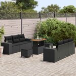 vidaXL Ensemble de canapé de jardin 9 Pièces Noir Poly Rattan