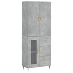 vidaXL Buffet haut Gris béton 69 5x34x180 cm Bois d'ingénierie