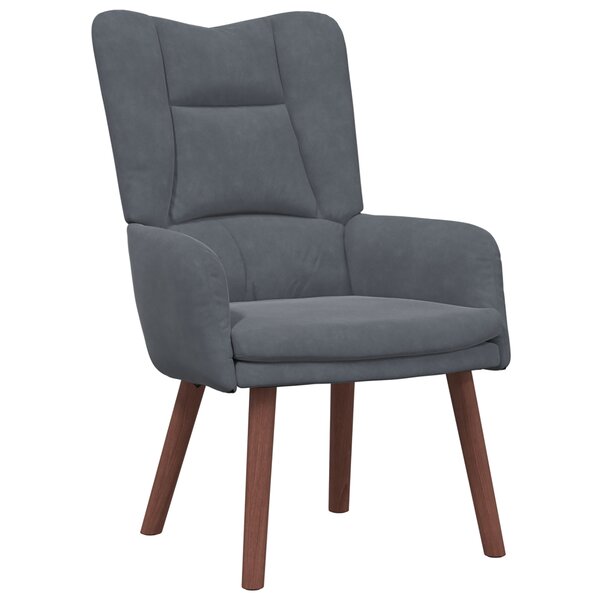 Chaise Relaxante vidaXL Velours Gris Foncé
