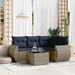 vidaXL Salon de jardin 5 Pièces avec coussins gris résine tressée