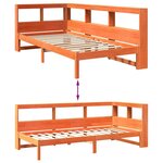 vidaXL Lit bibliothèque sans matelas cire marron 100x200 cm pin massif