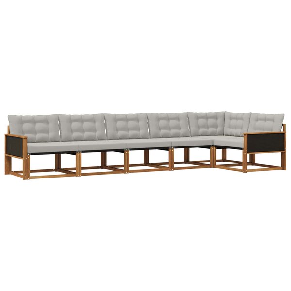 vidaXL Ensemble de canapés d'extérieur 6 pc Naturel et gris clair