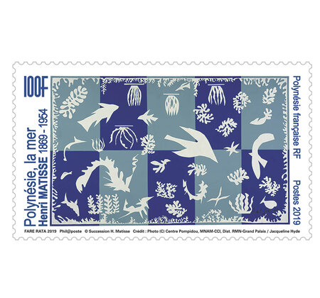 Timbre Polynésie Française - La mer - 150 ans de la naissance de Matisse