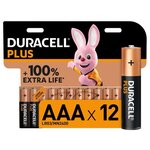Duracell - NOUVEAU Piles alcalines AAA Plus, 1.5 V LR03 MN2400, paquet de 12
