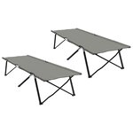 vidaXL Lits de plage pliants avec sacs de transport 2 Pièces Gris Tissu Oxford 600D