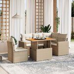 vidaXL Salon de jardin avec coussins 6 Pièces beige résine tressée