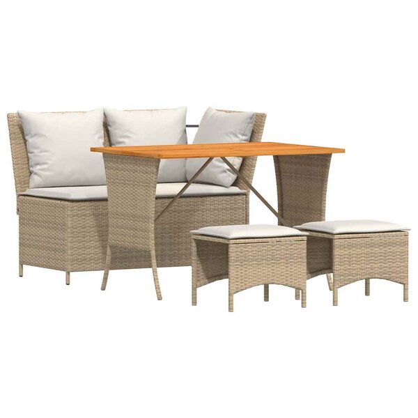 vidaXL Ensemble à manger de jardin coussins 4 Pièces beige résine tressée