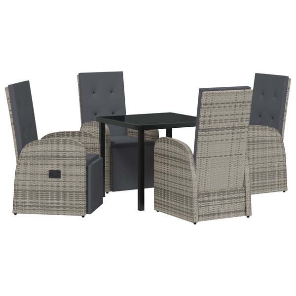 vidaXL Ensemble de salle à manger de jardin 5 pièces avec coussins gris poly rattan