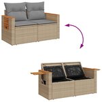 vidaXL Salon de jardin avec coussins 4 Pièces beige résine tressée