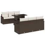 Ensemble de canapé de jardin 7 pièces avec coussins en rotin synthétique brun