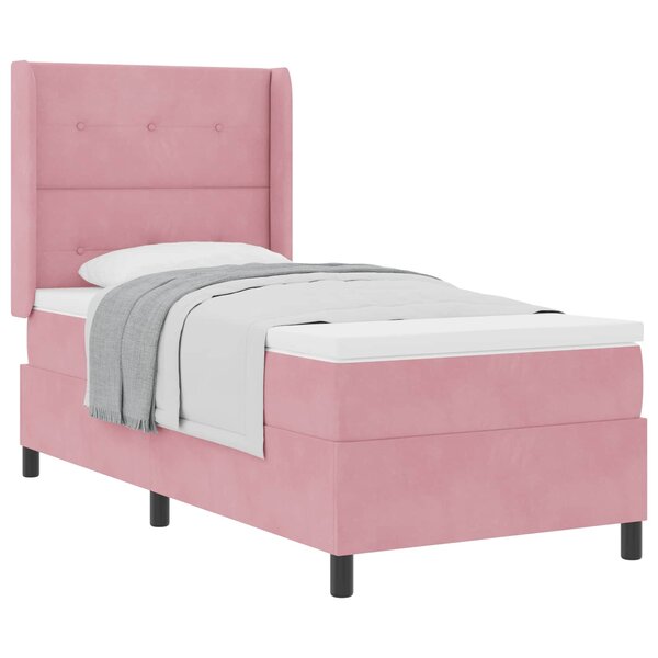 vidaXL Lit à ressorts avec matelas Rose 90 x 200 cm Velours