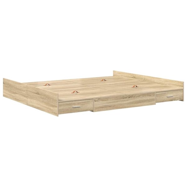 vidaXL Cadre de lit avec rangement Chêne sonoma 200 x 200 cm
