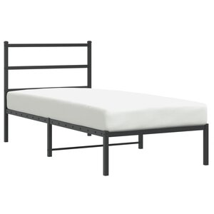 vidaXL Cadre de lit métal sans matelas avec tête de lit noir 90x190 cm