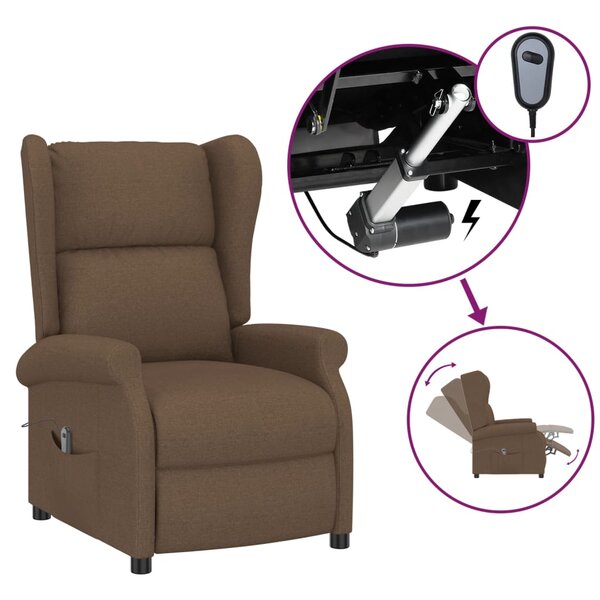 vidaXL Fauteuil inclinable électrique à oreilles marron tissu