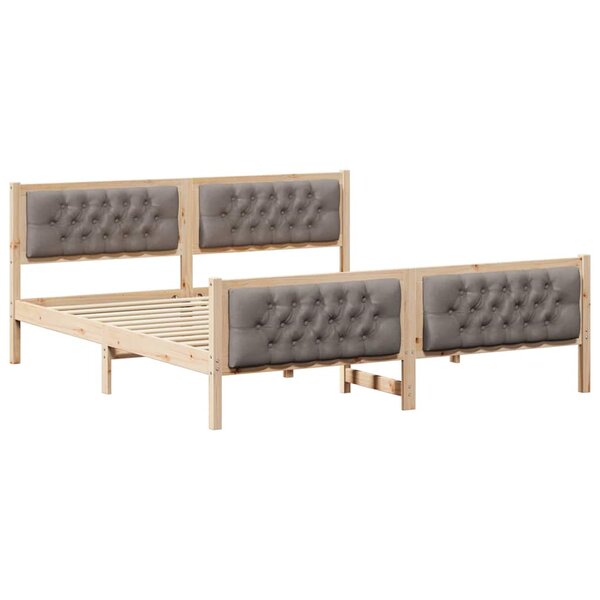 vidaXL Cadre de lit avec tête de lit Taupe 160 x 200 cm Pin massif