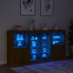 vidaXL Buffet avec lumières LED chêne marron 202x37x100 cm