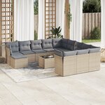 vidaXL Salon de jardin avec coussins 13 Pièces beige résine tressée