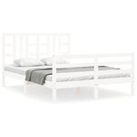 vidaXL Cadre de lit avec tête de lit blanc King Size bois massif