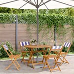 vidaXL Ensemble à manger de jardin 5 Pièces bleu blanc tissu bois massif