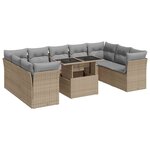 vidaXL Salon de jardin avec coussins 10 Pièces beige résine tressée