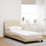 vidaXL Lit avec matelas crème 80x200 cm tissu